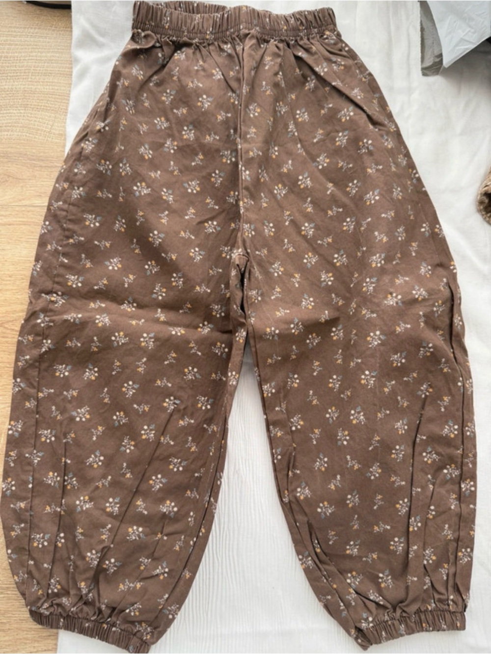 Zara Inspired Brown Floral Elastic-Waist Joggers